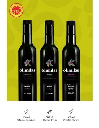 Olimilas Naturel Soğuk Sıkım Organik Polifenollü Teneke Sızma Zeytinyağı 3x500 ml