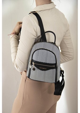 Silver & Polo Siyah Beyaz Siyah Nv983 Kadın Sırt Çantası