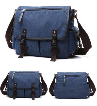 Zuolunduo Moda Kanvas Çapraz Koyu Mavi Erkek Sırt Çantası