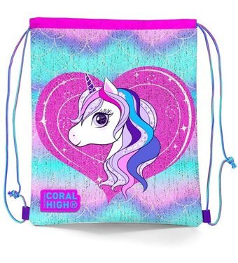 Coral High Kids Mor Pembe Unicorn Desenli İpli Büzgülü 22697 Kadın Sırt Çantası