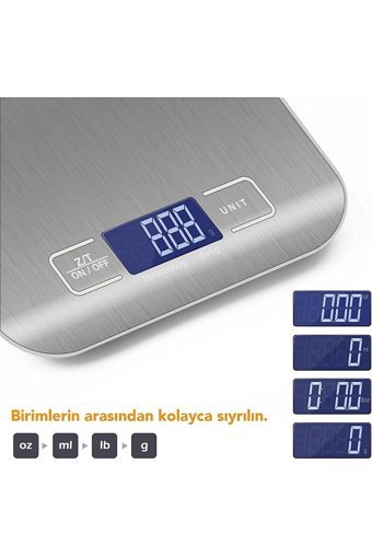 Tiffany Dijital Hassas Hazneli 5 kg inox Mutfak Tartısı