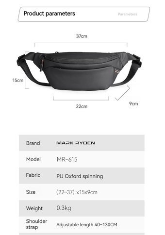Mark Ryden Outdoor Spor Çapraz Siyah Erkek Sırt Çantası