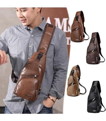 Generic Crossbody Usb Tasarımcı Deri Erkek Sırt Çantası