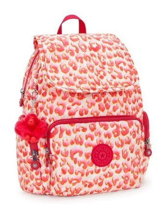 Kipling City Zip S Küçük Boy Pembe Latın Cheetah Kadın Sırt Çantası
