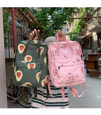 Generic Moda Meyve Baskı Rahat Açık Eğlence Yeşil Kadın Sırt Çantası