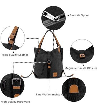 Lebıhmurah Wbp1422 Moda Kızlar Tuval Çok Fonksiyonlu Kadın Sırt Çantası