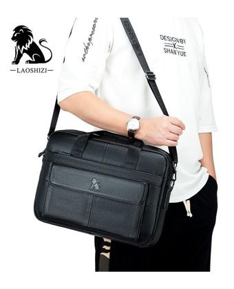 Laoshızı Hakiki Deri Moda Crossbody Siyah Erkek Sırt Çantası