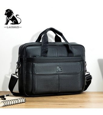 Laoshızı Hakiki Deri Moda Crossbody Siyah Erkek Sırt Çantası