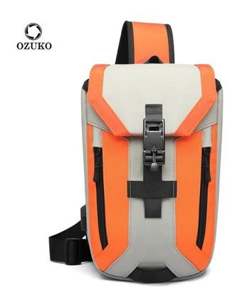 Ozuko 9334 Usb Çapraz Turuncu Erkek Sırt Çantası