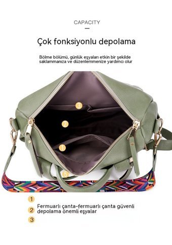 Shanshan Hss Retro Büyük Kapasiteli Niş Tasarım Yılan Mavisi Kadın Sırt Çantası