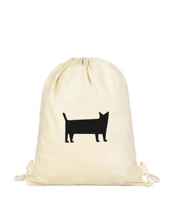 Tabby Design Siyah Kedi Büzgülü Krem Kadın Sırt Çantası