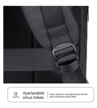 Yykaka Büyük Kapasiteli Seyahat Siyah Erkek Sırt Çantası