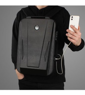 My Valice Smartbag Sharp Usb Şarj Girli Abs Siyah Erkek Sırt Çantası