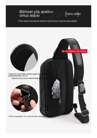 Season Spor Crossbody Moda Gençlik Küçük Siyah Erkek Sırt Çantası