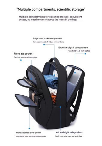 Tangcool Casual Fashion Su Geçirmez Bilgisayar Siyah Erkek Sırt Çantası