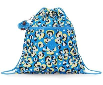 Kipling Supertaboo Büzgülü Yüzücü Mavi Leopard Floral Kadın Sırt Çantası