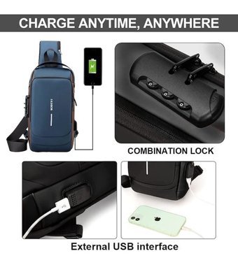 Kkaaka Su Geçirmez Usb Şarjlı Gri Erkek Sırt Çantası