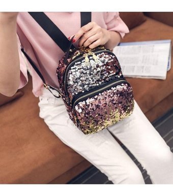 Lebıhmurah Wbp1414 Moda Lar Küçük Pullu Çift Lu Kadın Sırt Çantası