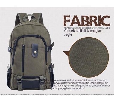 Carrier Retro Günlük Seyahat Kanvas Haki Erkek Sırt Çantası