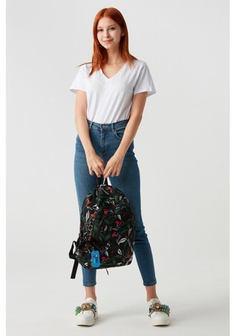 Nemo Bags Desenli Krinkıl Su Geçirmez Yeşil Kadın Sırt Çantası