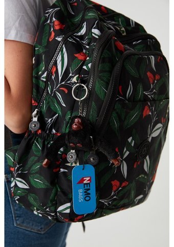Nemo Bags Desenli Krinkıl Su Geçirmez Yeşil Kadın Sırt Çantası