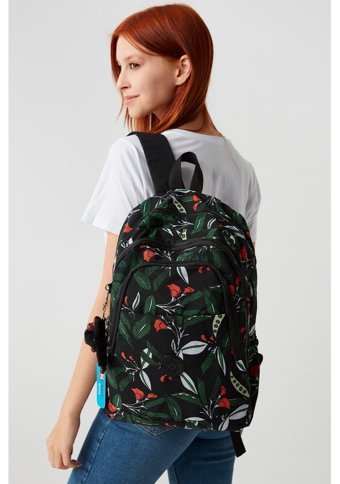 Nemo Bags Desenli Krinkıl Su Geçirmez Yeşil Kadın Sırt Çantası