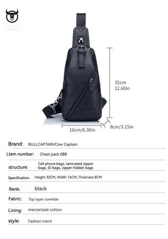 Bull Captan Şık Su Geçirmez Crossbody Kahverengi Erkek Sırt Çantası