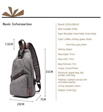 Zuolunduo Casual Usb Çapraz Askı Koyu Mavi Erkek Sırt Çantası