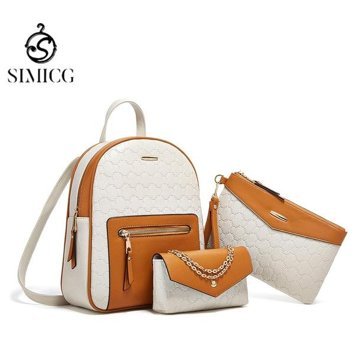 Sımıcg Yeni Moda Üçlü Set Bej Kadın Sırt Çantası