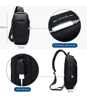 Ozuko 9223 Usb Şarj Portlu Rt Gri Çok Renkli Erkek Sırt Çantası