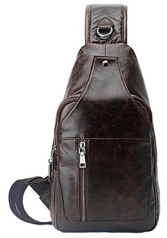 Generic Hakiki Deri Crossbody Neobrown Siyah Erkek Sırt Çantası