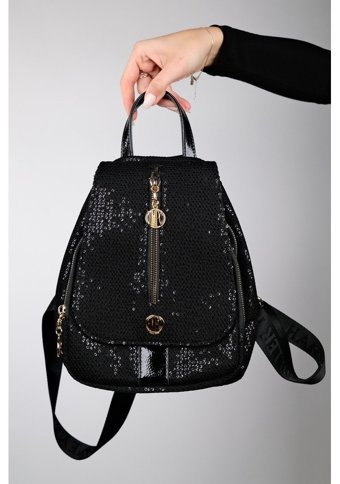 Luvi Shoes Tense Siyah Pul Kadın Sırt Çantası