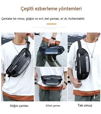 Happyplanet Büyük Kapasiteli Yantıcı Naylon Çapraz Siyah Erkek Sırt Çantası