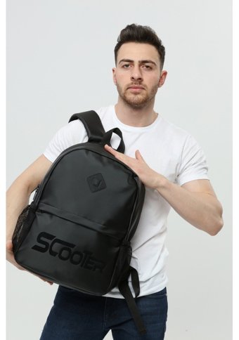 Scooter Saten Rt Siyah Cilt Siyah Cilt Erkek Sırt Çantası