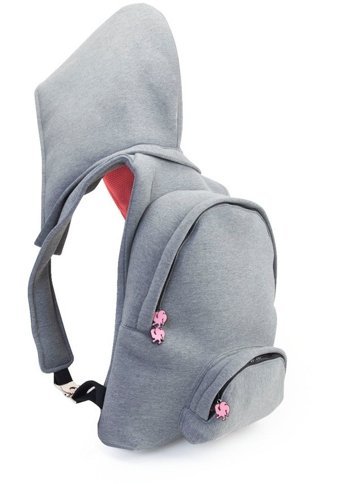 Mkm Morikukko Büyük Boy Gri İçi Neon Pembe Kapüşonlu Gri Kadın Sırt Çantası