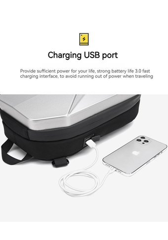 Ozuko Pc Hard Shell Y Çapraz Askı Siyah Erkek Sırt Çantası