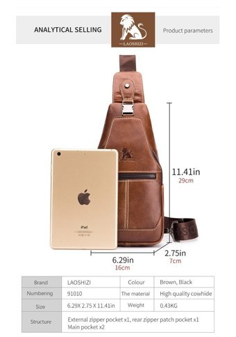 Laoshızı Hakiki Deri Crossbody Sarı Erkek Sırt Çantası