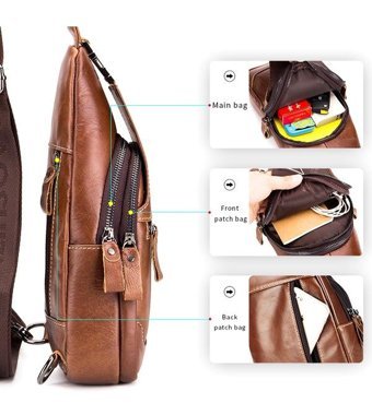 Laoshızı Hakiki Deri Crossbody Sarı Erkek Sırt Çantası