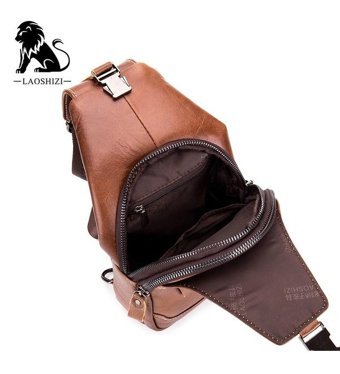 Laoshızı Hakiki Deri Crossbody Sarı Erkek Sırt Çantası