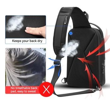 Eurcool Ec6621 Çok Fonksiyonlu Çapraz Siyah Erkek Sırt Çantası
