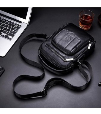 Generic Kanvas Açık Seyahat Yürüyüş Crossbody Siyah Erkek Sırt Çantası