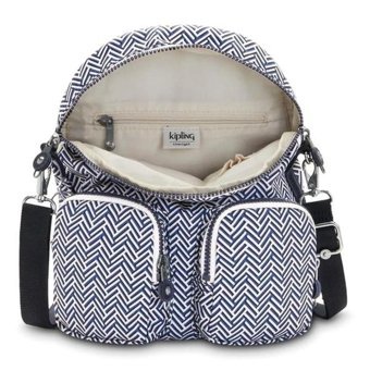 Kipling Firefly Up Urban Chevron Kı7452 Beyaz Mavi Kadın Sırt Çantası