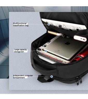 Wyanet Hespero Usb Şarjlı Siyah Erkek Sırt Çantası