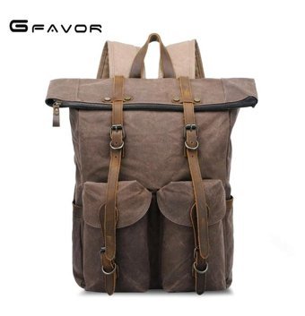 Gfavor 7173 Mumlu Kanvas Kahverengi Erkek Sırt Çantası