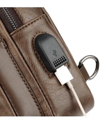 Eternal Luck Yeni Açık Usb Crossbody Kahverengi Erkek Sırt Çantası