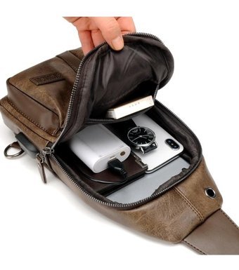 Eternal Luck Yeni Açık Usb Crossbody Kahverengi Erkek Sırt Çantası