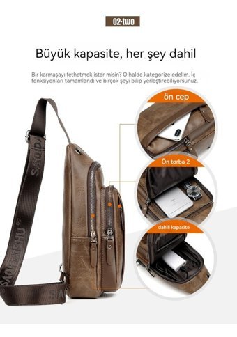 Eternal Luck Yeni Açık Usb Crossbody Kahverengi Erkek Sırt Çantası