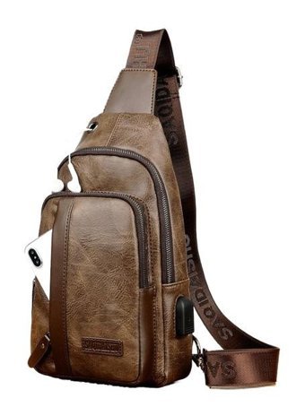 Eternal Luck Yeni Açık Usb Crossbody Kahverengi Erkek Sırt Çantası