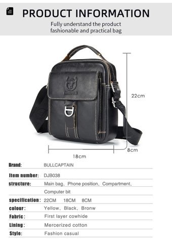 Bull Captan Deri Crossbody Kahverengi Erkek Sırt Çantası - Sarı