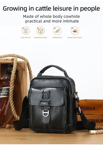 Bull Captan Deri Crossbody Kahverengi Erkek Sırt Çantası - Sarı